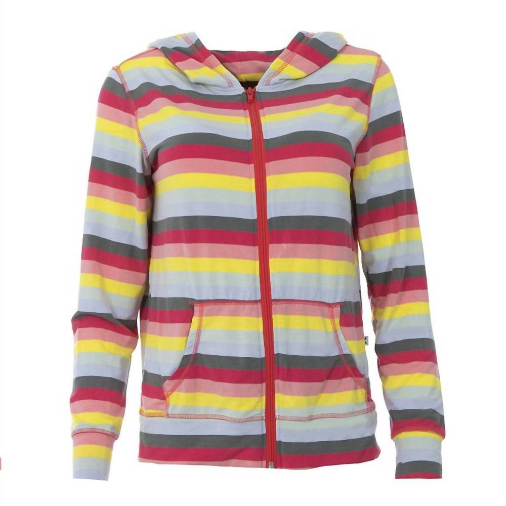 NEW KICKEE women's lightweight zip-front hooded jacket in biology stripe